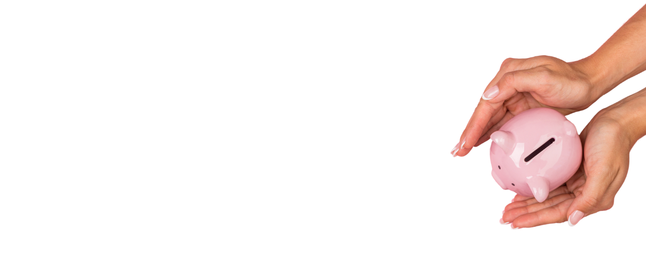 Piggy bank held in a woman's hands